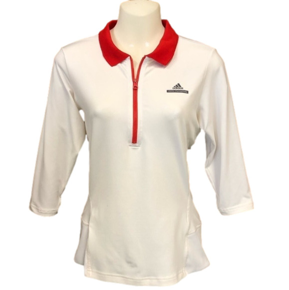 𝅺STELLA McCartney Adidas sport top Small 3/4 sleeve collar quarter zip Preppy - Picture 1 of 7